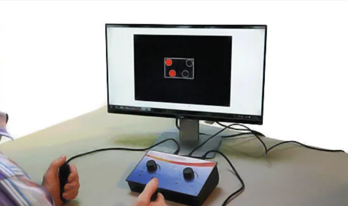 Test psychotechnique : exercice de coordination et de réaction sur écran